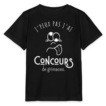 J’peux pas j’ai concours de grimaces - humour - T-shirt bio MINI CREATOR Stanley/Stella Enfant - noir - Devant - Mikhail (115cm)