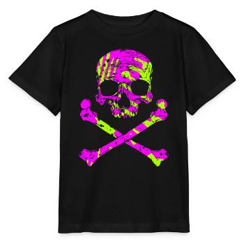 Totenkopf mit Knochen - Stanley/Stella Kinder T-Shirt MINI CREATOR  - Schwarz - Vorne - Mikhail (115cm)