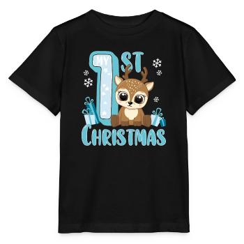 My First Christmas - Baby Reindeer Gift - Stanley/Stella MINI CREATOR Kids’ T-Shirt - black - Front - Mikhail (115cm)