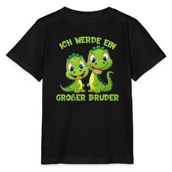 Ich werde ein großer Bruder Dinosaurier Rex Dino - Stanley/Stella Kinder T-Shirt MINI CREATOR  - Schwarz - Vorne - Mikhail (115cm)