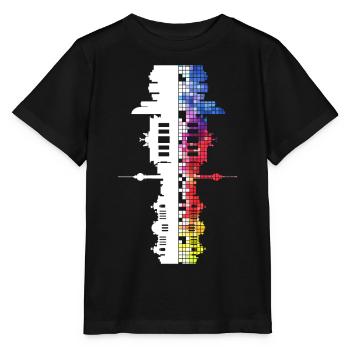 Berlin Allemagne Ville Skyline Pixel Coloré - T-shirt bio MINI CREATOR Stanley/Stella Enfant - noir - Devant - Mikhail (115cm)