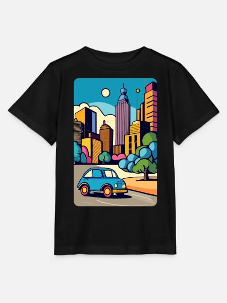 Car in the city - Stanley/Stella Kinder T-Shirt MINI CREATOR - Schwarz