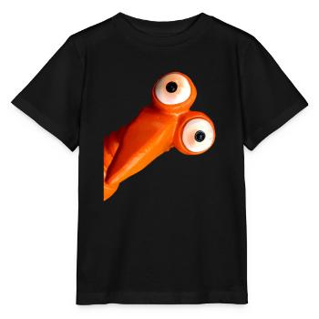 drôle d'oiseau orange avec de grands yeux - T-shirt bio MINI CREATOR Stanley/Stella Enfant - noir - Devant - Mikhail (115cm)