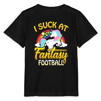 I Suck At Fantasy Football Einhorn Fussball Strafe - Stanley/Stella Kinder T-Shirt MINI CREATOR  - Schwarz - Vorne - Mikhail (115cm)