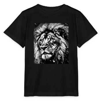 Lion Portrait - T-shirt bio MINI CREATOR Stanley/Stella Enfant - noir - Devant - Mikhail (115cm)