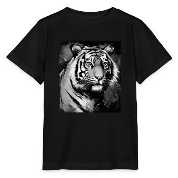 Tiger Porträt - Stanley/Stella Kinder T-Shirt MINI CREATOR  - Schwarz - Vorne - Mikhail (115cm)