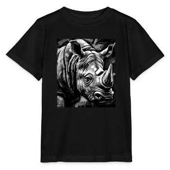 Nashorn Porträt - Stanley/Stella Kinder T-Shirt MINI CREATOR  - Schwarz - Vorne - Mikhail (115cm)