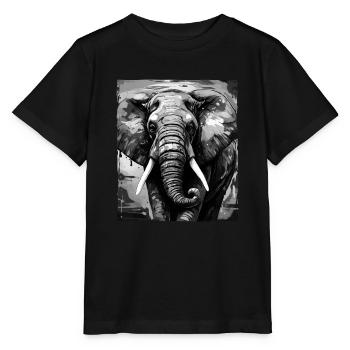 Elefant Porträt - Stanley/Stella Kinder T-Shirt MINI CREATOR  - Schwarz - Vorne - Mikhail (115cm)