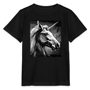 Portrait de licorne - T-shirt bio MINI CREATOR Stanley/Stella Enfant - noir - Devant - Mikhail (115cm)