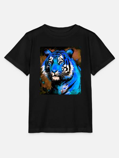 Tiger Porträt - Stanley/Stella Kinder T-Shirt MINI CREATOR - Schwarz