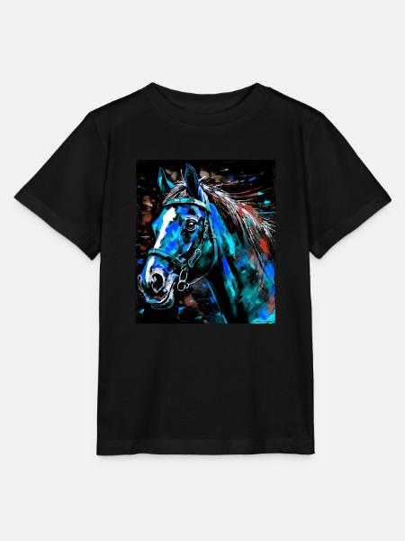 Pferd Porträt - Stanley/Stella Kinder T-Shirt MINI CREATOR - Schwarz