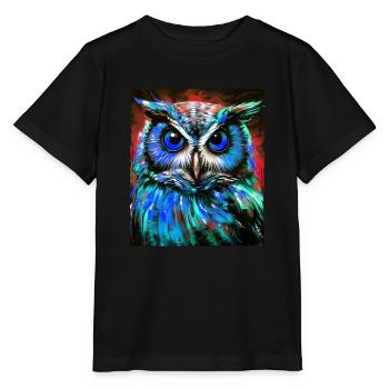 Eule Porträt - Stanley/Stella Kinder T-Shirt MINI CREATOR  - Schwarz - Vorne - Mikhail (115cm)