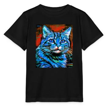 Katze Porträt - Stanley/Stella Kinder T-Shirt MINI CREATOR  - Schwarz - Vorne - Mikhail (115cm)