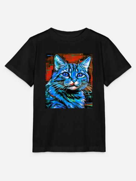 Katze Porträt - Stanley/Stella Kinder T-Shirt MINI CREATOR - Schwarz