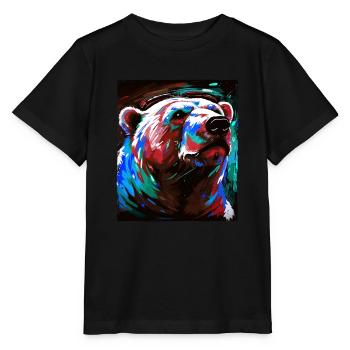 Portrait d’ours polaire Ours polaire - T-shirt bio MINI CREATOR Stanley/Stella Enfant - noir - Devant - Mikhail (115cm)