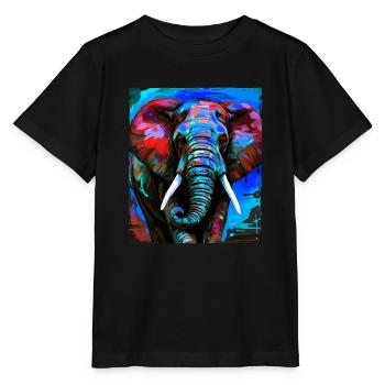 Portrait d’éléphant - T-shirt bio MINI CREATOR Stanley/Stella Enfant - noir - Devant - Mikhail (115cm)