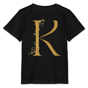 Buchstabe K mit schnörkel - Stanley/Stella Kinder T-Shirt MINI CREATOR  - Schwarz - Vorne - Mikhail (115cm)