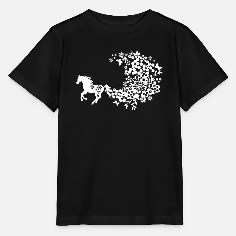 Flower Horse - Stanley/Stella Kinder T-Shirt MINI CREATOR - Schwarz