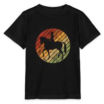 Dressur Dressurreiten Dressurreiter Reiten Pferd - Stanley/Stella Kinder T-Shirt MINI CREATOR  - Schwarz - Vorne - Mikhail (115cm)