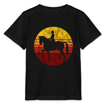 Dressur Dressurreiten Dressurreiter Reiten Pferd - Stanley/Stella Kinder T-Shirt MINI CREATOR  - Schwarz - Vorne - Mikhail (115cm)