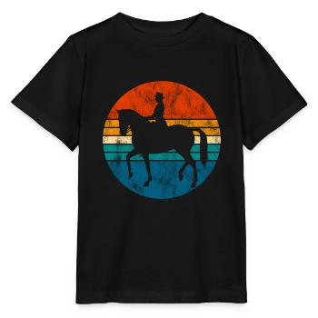 Dressur Dressurreiten Dressurreiter Reiten Pferd - Stanley/Stella Kinder T-Shirt MINI CREATOR  - Schwarz - Vorne - Mikhail (115cm)