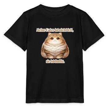 Meine Katze ist nicht Fett - Katzenmotiv - Stanley/Stella Kinder T-Shirt MINI CREATOR  - Schwarz - Vorne - Mikhail (115cm)