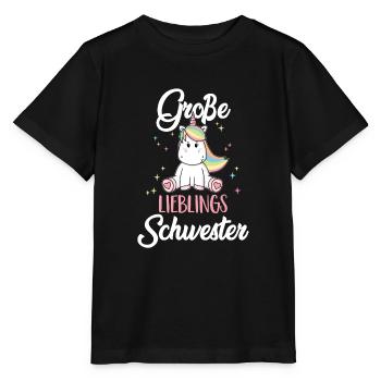 grande soeur préférée genre famille Licorne - T-shirt bio MINI CREATOR Stanley/Stella Enfant - noir - Devant - Mikhail (115cm)