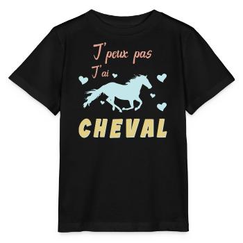 Je Peux Pas J ai Cheval - Amoureux des Chevaux - T-shirt bio MINI CREATOR Stanley/Stella Enfant - noir - Devant - Mikhail (115cm)