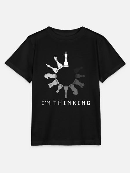 JE PENSE JOUEUR D’ÉCHECS HORLOGE D’ÉCHECS JEU D’ÉCHECS - T-shirt bio MINI CREATOR Stanley/Stella Enfant - noir