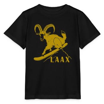 Laax Graubünden Steinbock Snowboard Switzerland - Stanley/Stella MINI CREATOR Kids’ T-Shirt - black - Front - Mikhail (115cm)