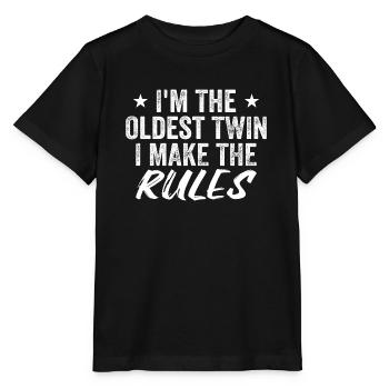 I'm The Oldest Twin Funny Twin Tees - T-shirt bio MINI CREATOR Stanley/Stella Enfant - noir - Devant - Mikhail (115cm)