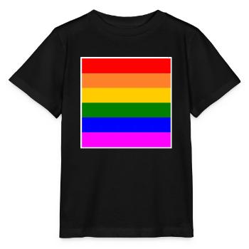 Drapeau arc-en-ciel LGBT - T-shirt bio MINI CREATOR Stanley/Stella Enfant - noir - Devant - Mikhail (115cm)
