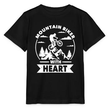 Les vététistes avec cœur sur la montagne - T-shirt bio MINI CREATOR Stanley/Stella Enfant - noir - Devant - Mikhail (115cm)