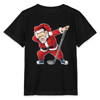 Weihnachtsmann spielt Golf Babbo Natale Golf - Stanley/Stella Kinder T-Shirt MINI CREATOR  - Schwarz - Vorne - Mikhail (115cm)