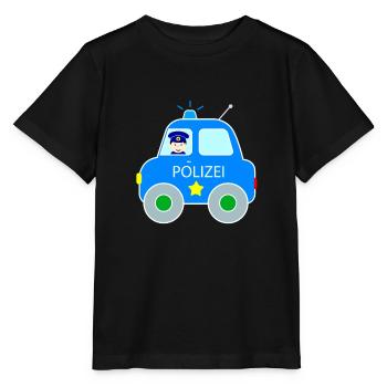 Polizeiauto mit Polizist für Kinder - Stanley/Stella Kinder T-Shirt MINI CREATOR  - Schwarz - Vorne - Mikhail (115cm)