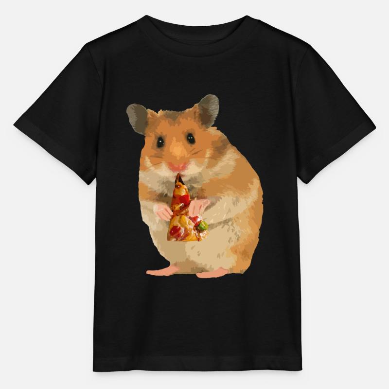 Hamster feeds pizza - Stanley/Stella MINI CREATOR Kids’ T-Shirt - black