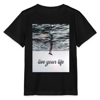 Belle rengaine - Live your life - T-shirt bio MINI CREATOR Stanley/Stella Enfant - noir - Devant - Mikhail (115cm)