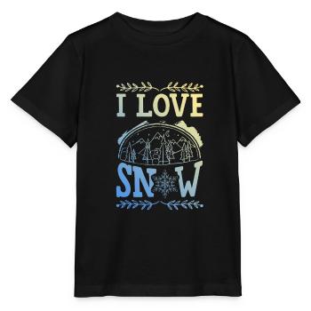 I Love Snow - Stanley/Stella Kinder T-Shirt MINI CREATOR  - Schwarz - Vorne - Mikhail (115cm)