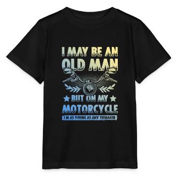 Motorcycle old man - Stanley/Stella MINI CREATOR Kids’ T-Shirt - black - Front - Mikhail (115cm)
