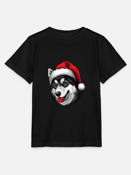 Husky Hund Kopf Weihnachten Christmas - Stanley/Stella Kinder T-Shirt MINI CREATOR - Schwarz