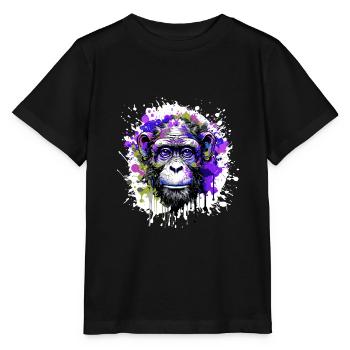 Portrait De Tête De Singe Coloré - T-shirt bio MINI CREATOR Stanley/Stella Enfant - noir - Devant - Mikhail (115cm)