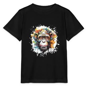 Tête de singe Pop Art - T-shirt bio MINI CREATOR Stanley/Stella Enfant - noir - Devant - Mikhail (115cm)