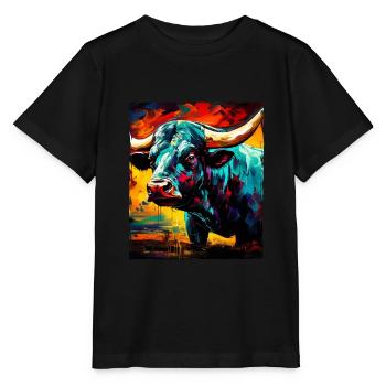 Portrait Taureau Taureau - T-shirt bio MINI CREATOR Stanley/Stella Enfant - noir - Devant - Mikhail (115cm)