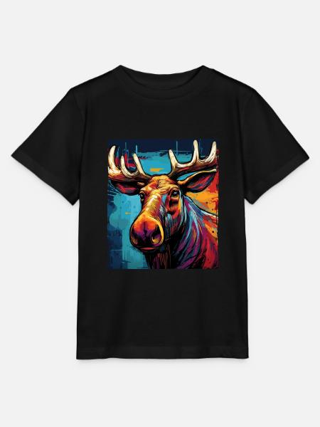 Elch Portrait - Stanley/Stella Kinder T-Shirt MINI CREATOR  - Schwarz