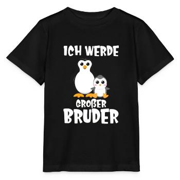 Ich werde ein großer Bruder Pinguin - Stanley/Stella Kinder T-Shirt MINI CREATOR  - Schwarz - Vorne - Mikhail (115cm)
