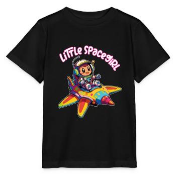 Spacegirl little astronaut in colorful spaceship - Stanley/Stella MINI CREATOR Kids’ T-Shirt - black - Front - Mikhail (115cm)