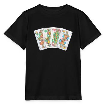 Schafkopf Schafkopfen bayerisches Blatt 4 Ober - Stanley/Stella Kinder T-Shirt MINI CREATOR  - Schwarz - Vorne - Mikhail (115cm)