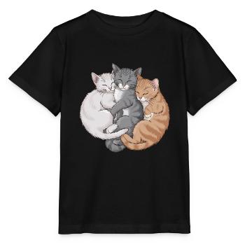 Niedliche Katzen schmusen zusammen für - Stanley/Stella Kinder T-Shirt MINI CREATOR  - Schwarz - Vorne - Mikhail (115cm)