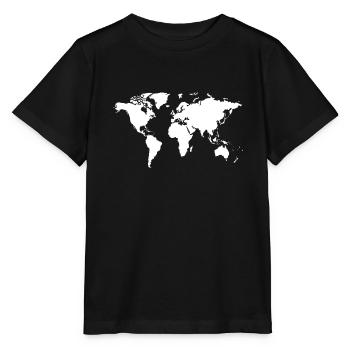 Weltkarte - weiß - Stanley/Stella Kinder T-Shirt MINI CREATOR  - Schwarz - Vorne - Mikhail (115cm)