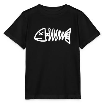 Drôle de poisson | Squelette, images amusantes, enfant - T-shirt bio MINI CREATOR Stanley/Stella Enfant - noir - Devant - Mikhail (115cm)